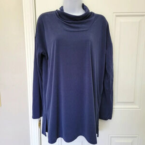 J. Jill Pure Jill Long Sleeve Cowl Neck Blue Top Layering Classic Lightweight S